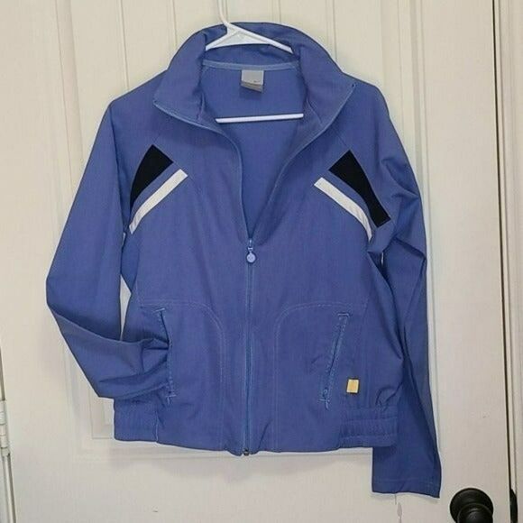 Nike Soft Blue Windbreaker Girls Large Full Zip Athletic Sports Jacket Pockets - Picture 2 of 7